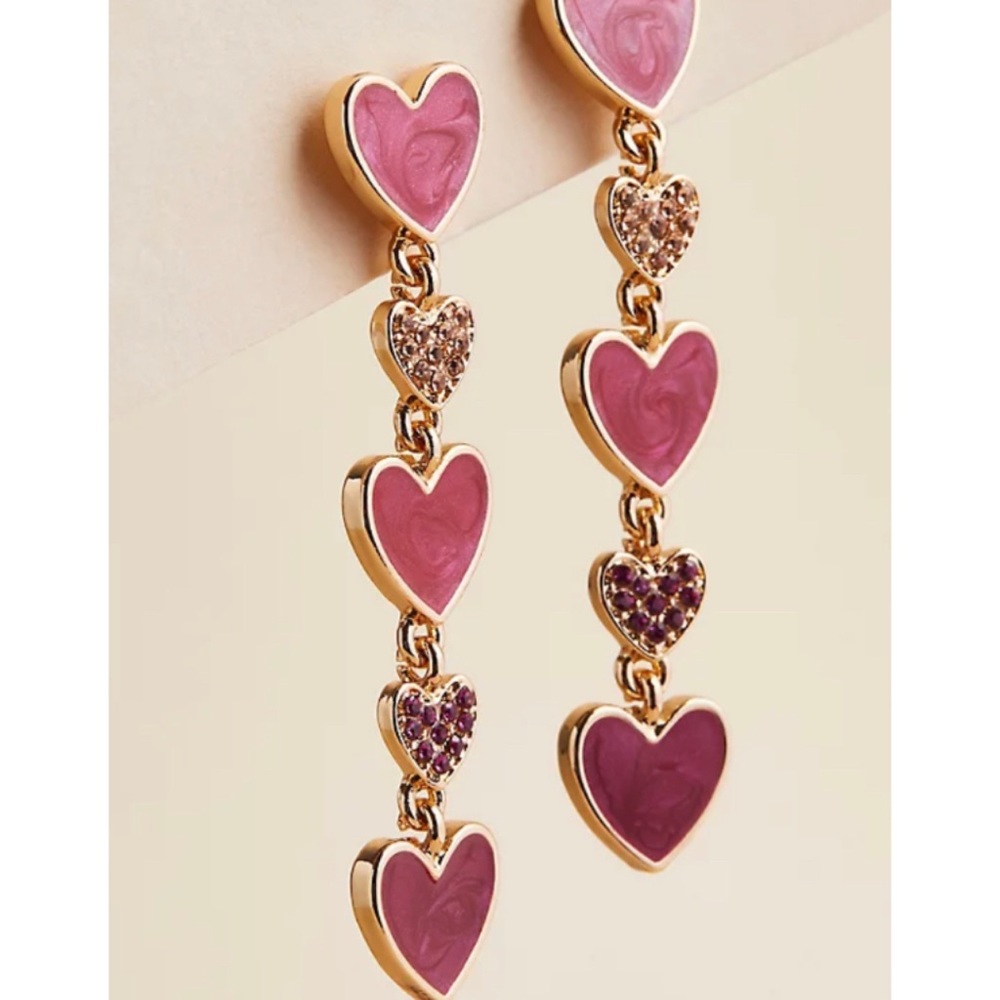 ๐ ๐Heart Linear Earrings Pink Gold Tone NWT Torrid New! - Picture 2 of 2